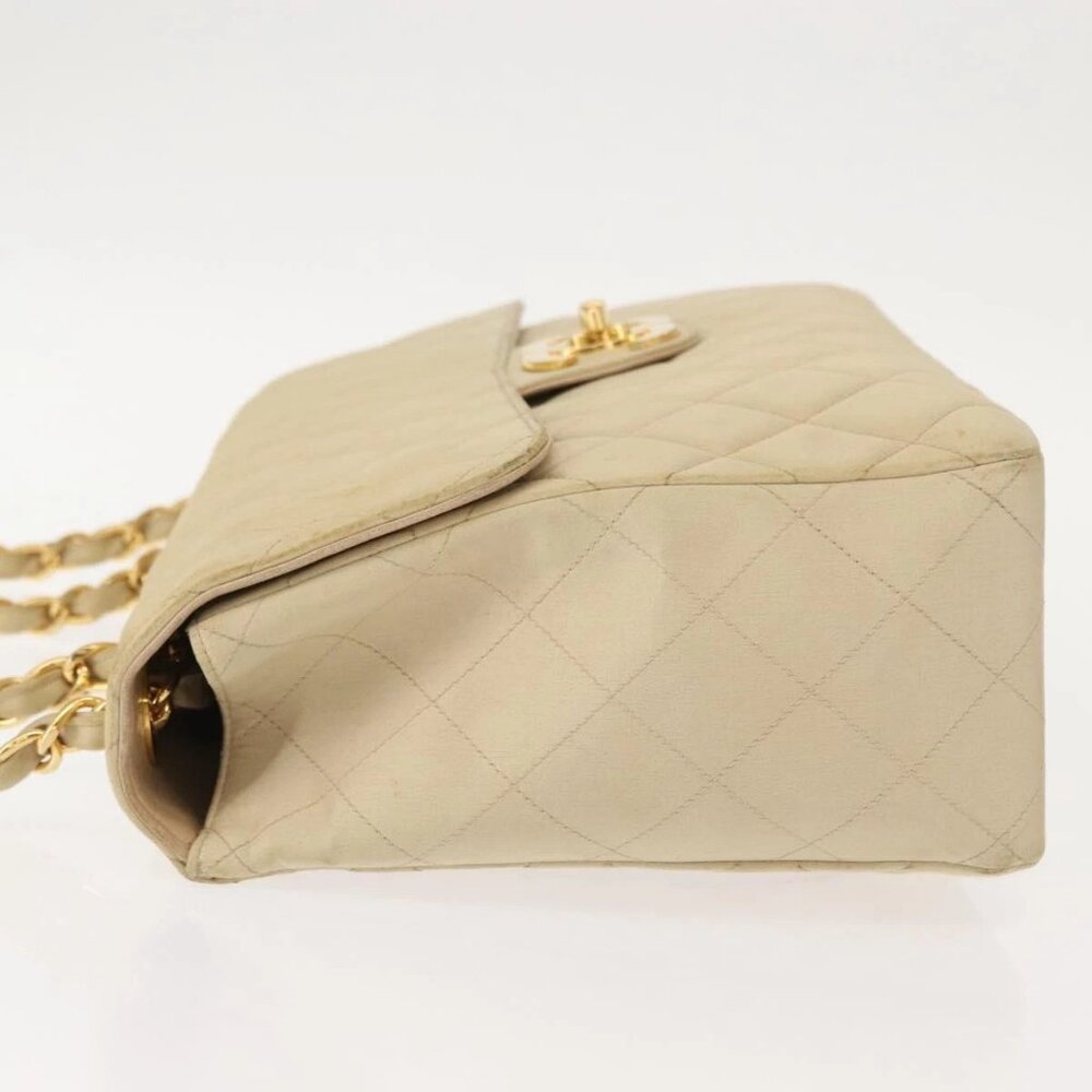 CHANEL Matelasse 34 Chain Shoulder Bag Satin Beige Gold CC Auth 150935 - Picture 5 of 15
